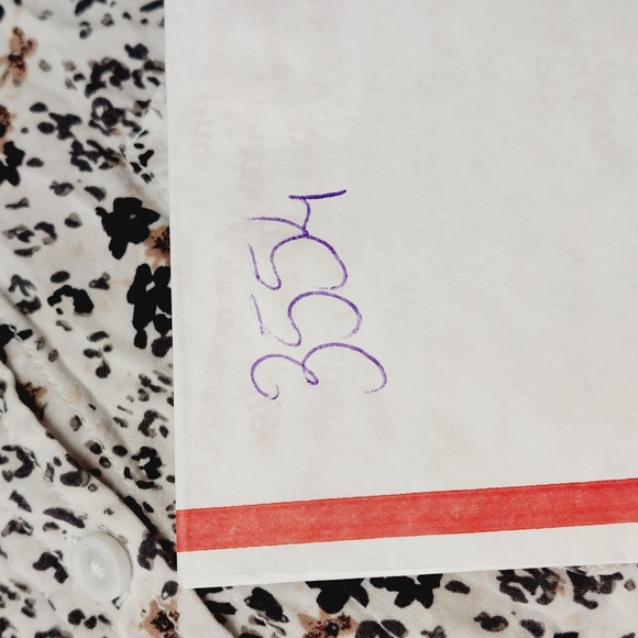 BeachLunchLounge Viscose White Black Floral Button Down Long Sleeve Shirt P3554 - Picture 9 of 9